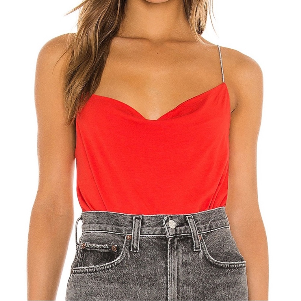 Miami nights Superdown open back red top with chain straps